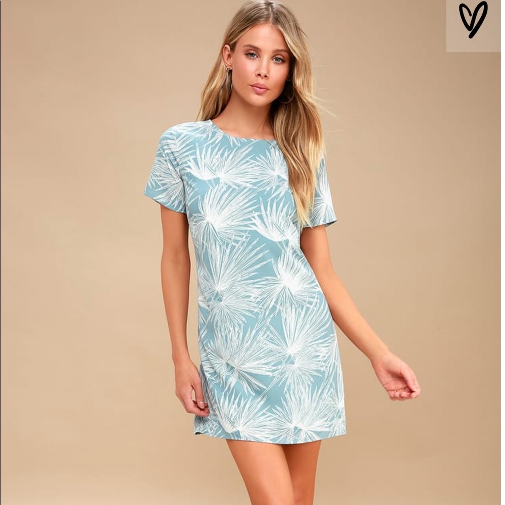 Lulus Cancun Calling Dusty Sage Print Shift Dress